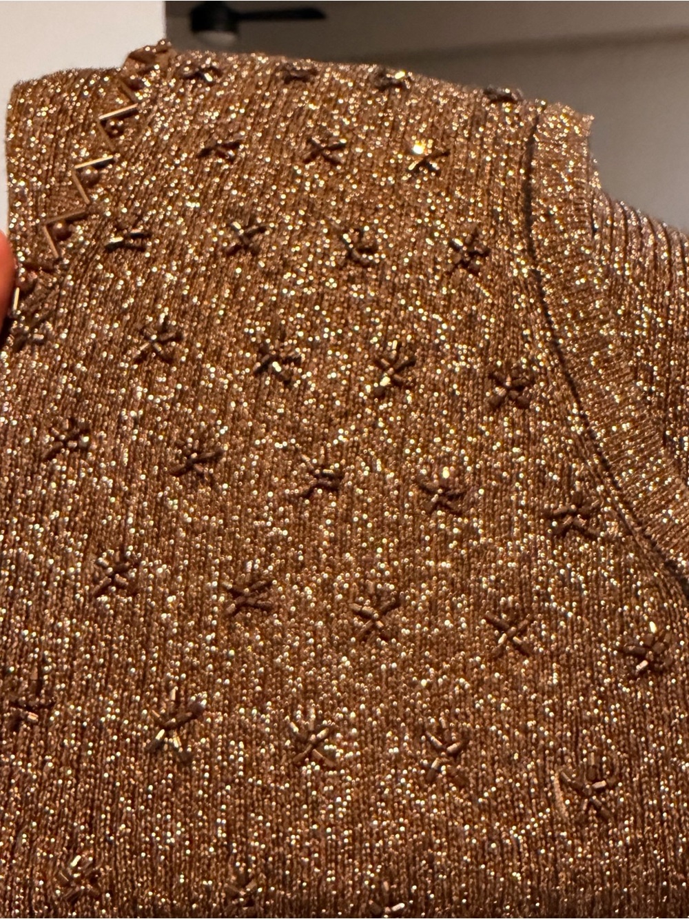 Cache Brown Metallic Beaded V-Neck Sleeveless Top M Vintage - Picture 8 of 8
